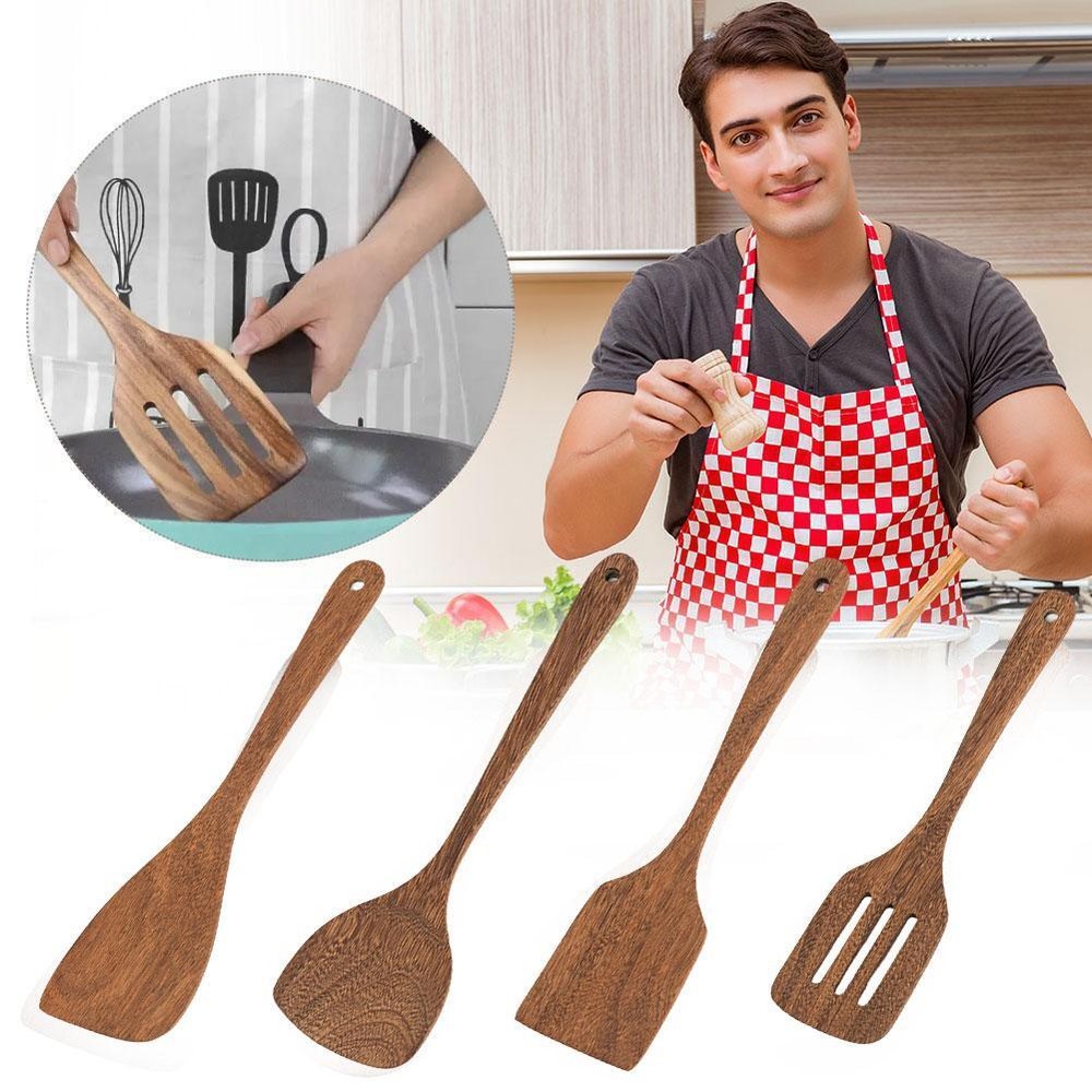 Wooden Bamboo Utensils Spatula Spoon Shovel Cooking Healthy Kitchen Tools  T7N7