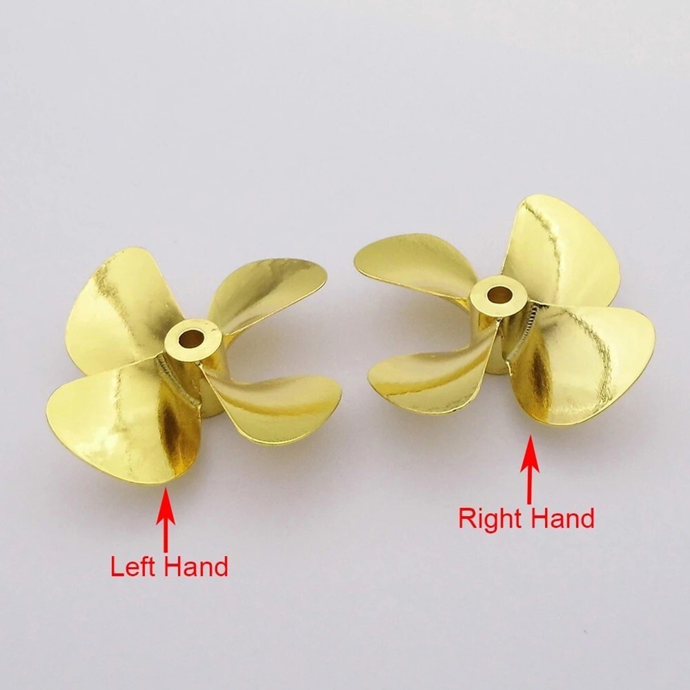 1X RC Boat Model 55mm/60mm Metal Propeller 4 Blades 4mm Shaft For RC-Marine-Gold