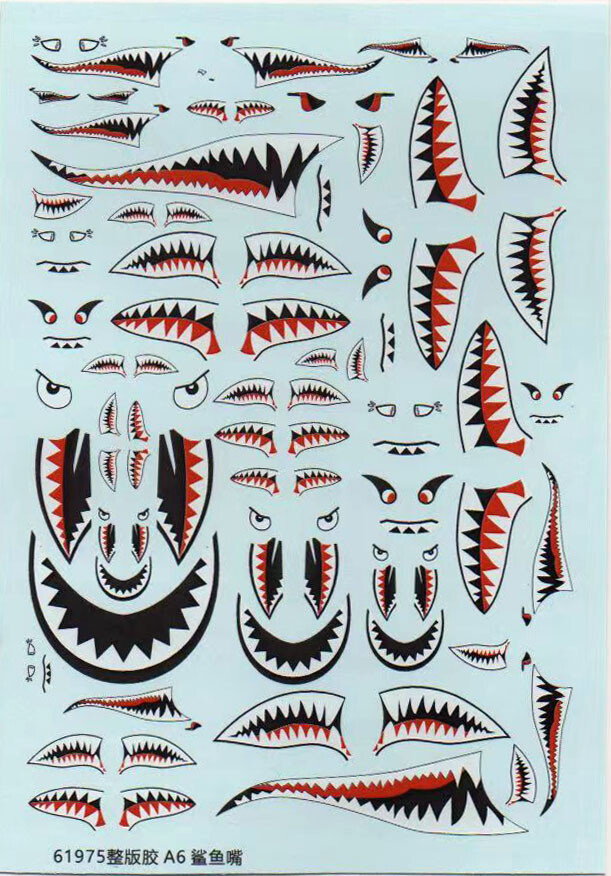 1/144 1/72 1/48 USAF Military Insignias Shark Jaw Fighter Markings Water Decal