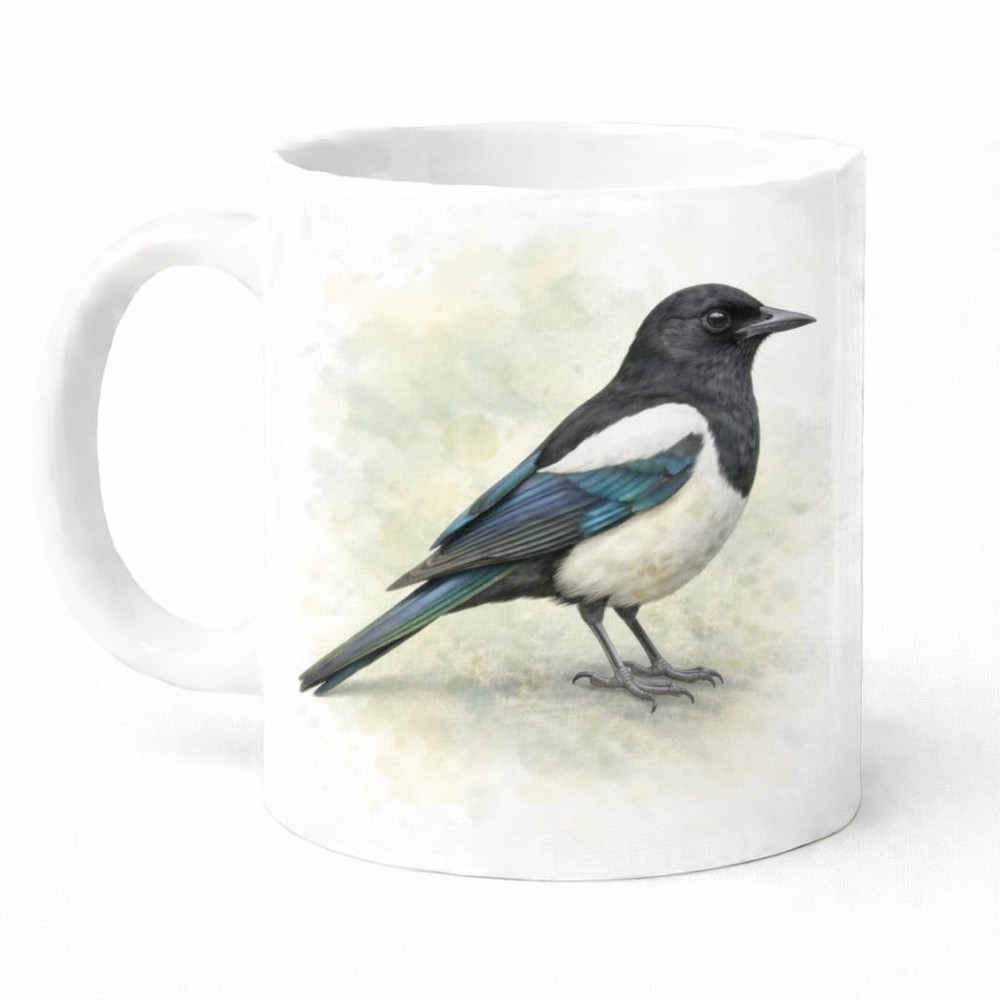 Magpie Watercolour Mug Brew Crew Gifts Ceramic 11 Oz Dishwasher Safe
