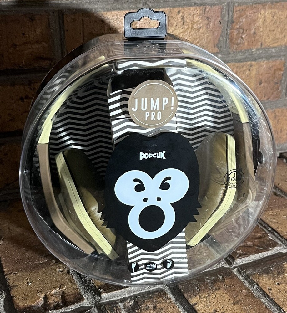 PopClik Jump! PRO ✅ Headphones in Brown/Beige ✅ NIB