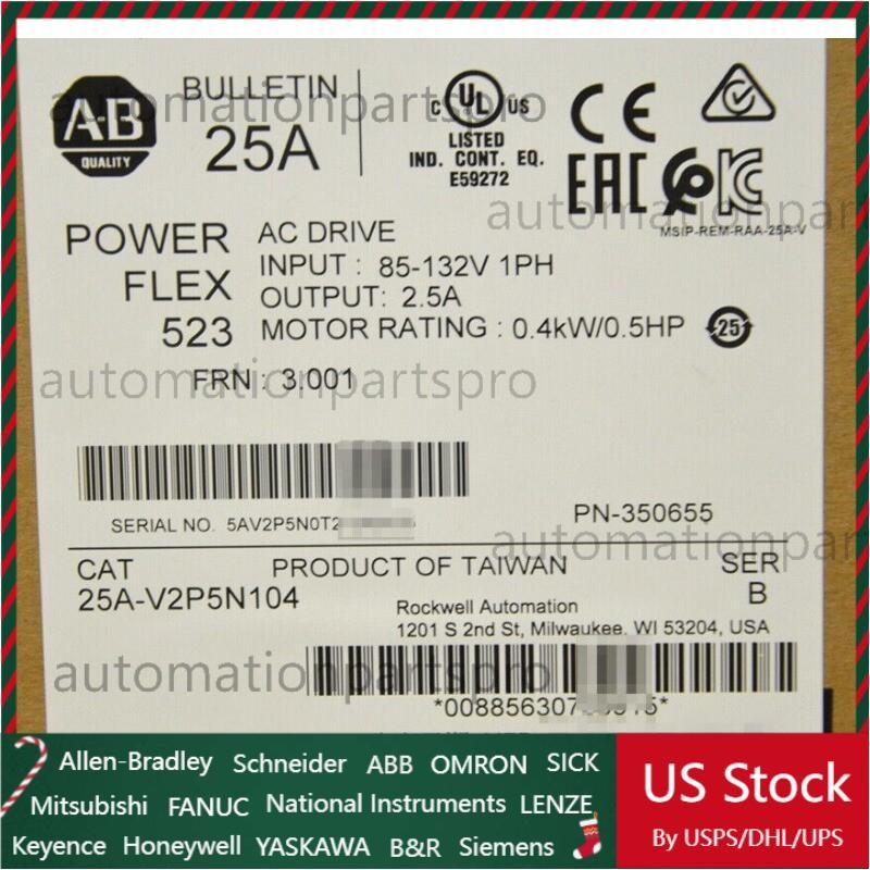 AB 25A-V2P5N104 PowerFlex 523 AC Drive 120V AC 1PH 2.5A 0.5HP  US Free Tax