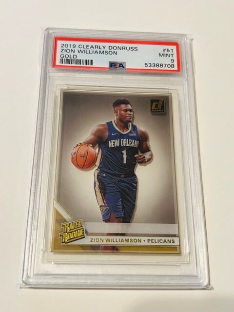 Zion Williamson Rookie Card RC PSA 9 sp Pelicans 2019 Optic GOLD CLEAR #51 RARE
