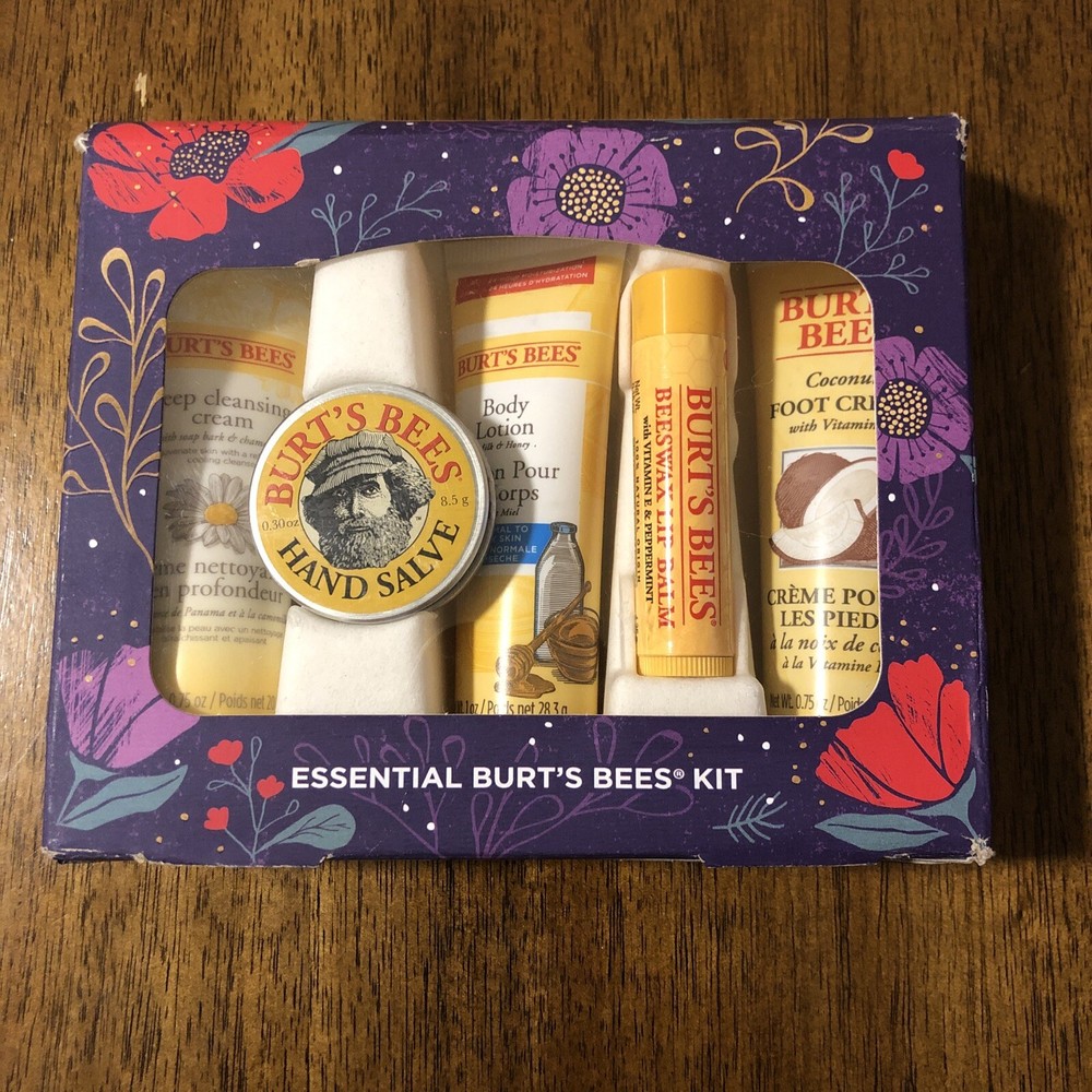 Burt's Bees Essentials Bees Kit NIB- BODY LOTION- HAND SALVE- COCONUT FOOT CREAM