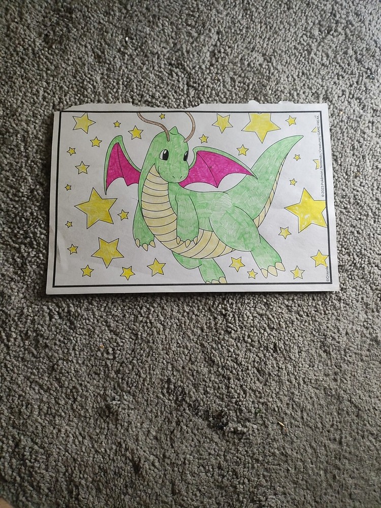 Hand Inked Shiny Dragonite Pokemon Artwork for Collectors
