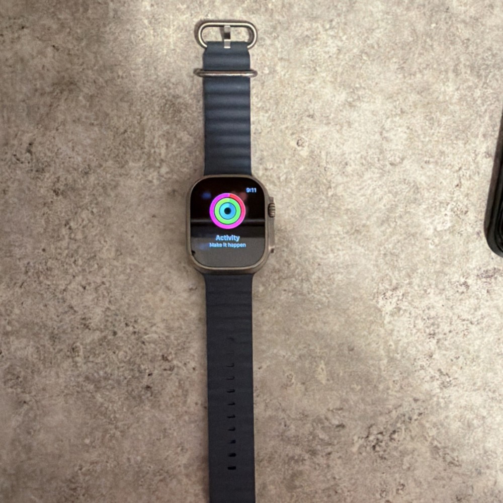 Apple Watch Ultra 3 Titanium Case Blue Rubber Band Cellular GPS 49mm