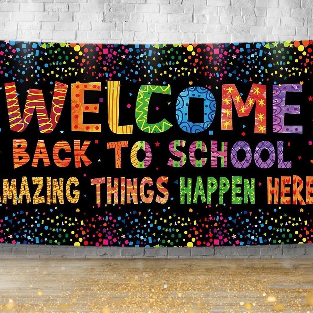 **Colorful Welcome Back to School Banner - Amazing Things Happen Here**-image