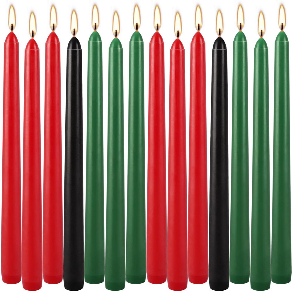 Kwanzaa Taper Candles Set Of 14 10-Inch Dripless Smokeless Candlesticks