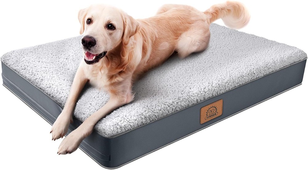 Orthopedic Waterproof Dog Bed for Large Dogs with Removable Washable Cover, Egg
