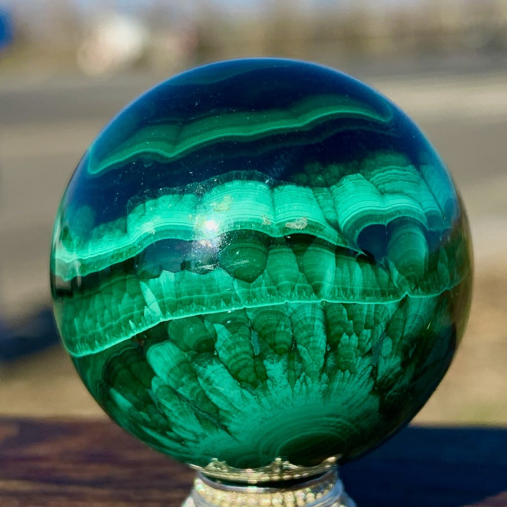 78G Natural glossy Malachite ball transparent cluster rough mineral sample