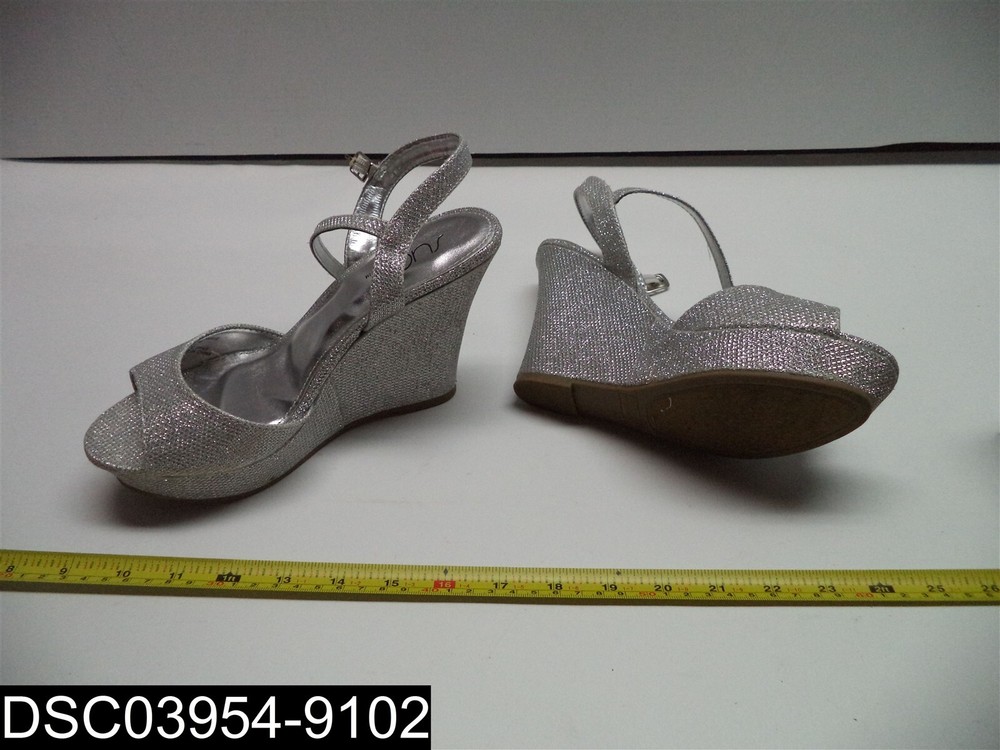 Size 6.5 Womens SGR-Charlie Silver Sugar Crissy Dress Wedges