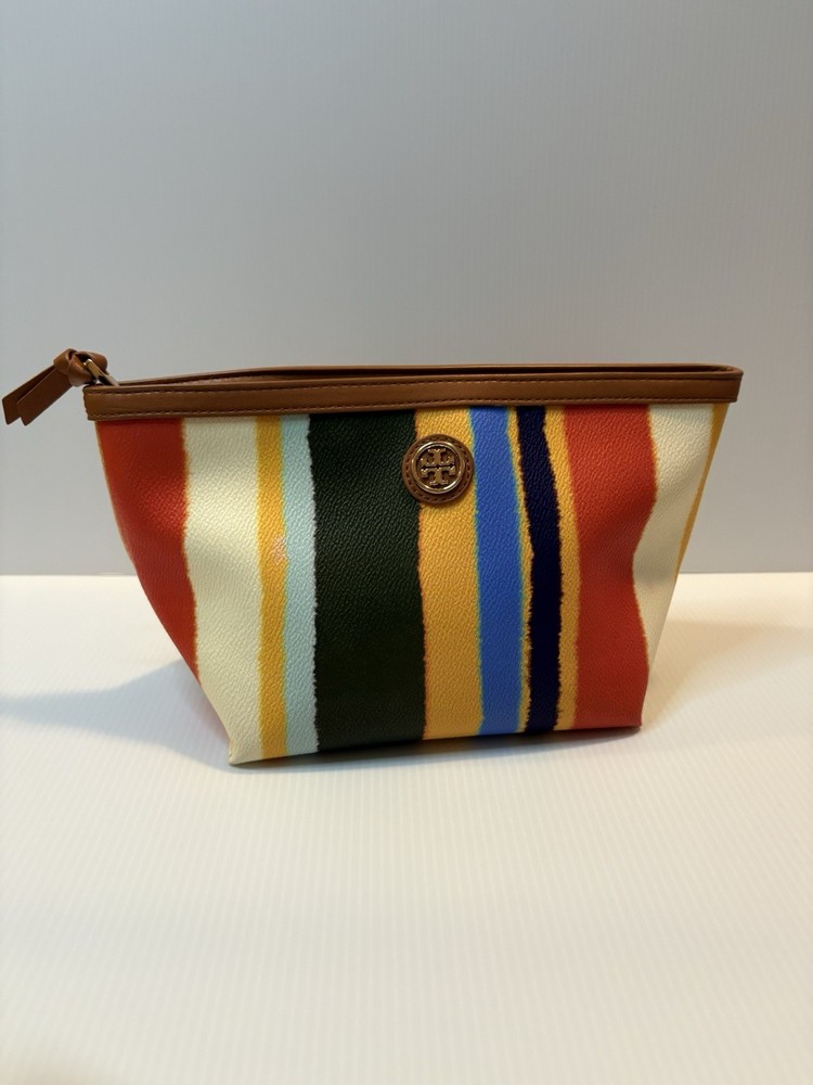 Tory Burch Large Kerrington  Cosmetic Bag  Case Multicolor EUC