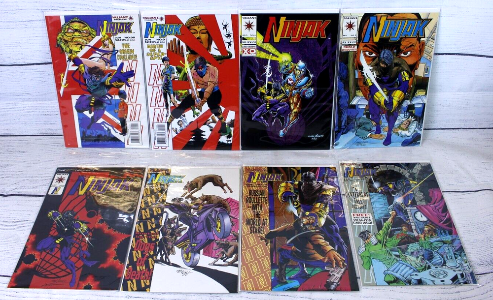 Ninjak Comic Book Lot of 4 Set #00, #0, #6-10, #12 Valiant 1994 Set of 8 Issues