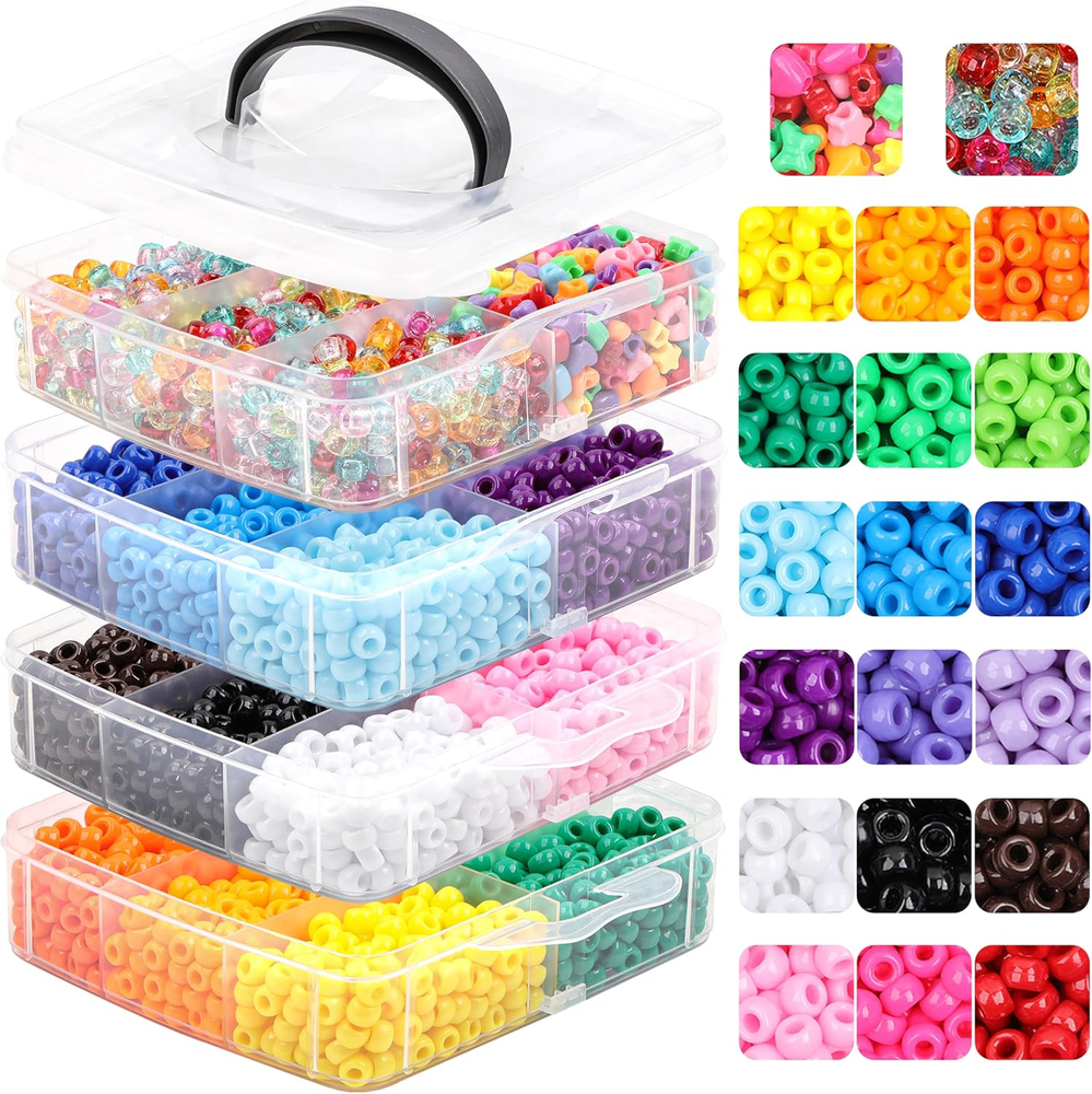 4800 Pcs Colorful Pony Beads for DIY Bracelets Necklaces & Jewelry Making