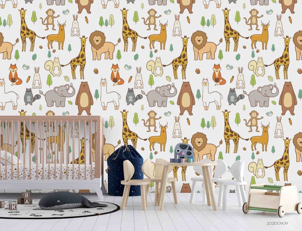 3D Hand-drawn Animal Pattern Wall Murals Wallpaper Murals Wall Sticker