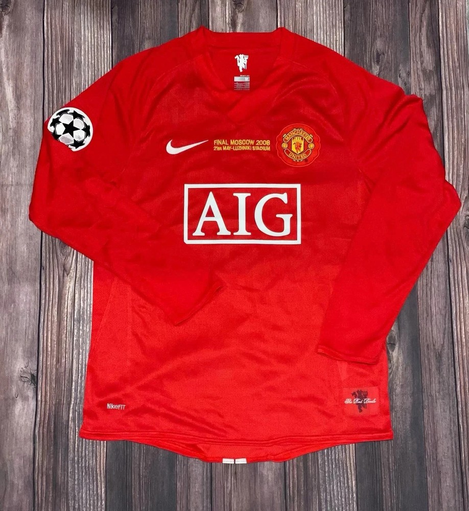 Cristiano Ronaldo 7 2008 UCL Final Manchester United Nike Long Sleeve Jersey