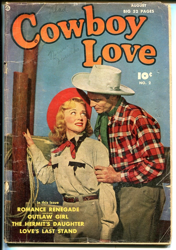 Cowboy Love #2 1949-Fawcett-photo cover-violent stories-outstanding art-G