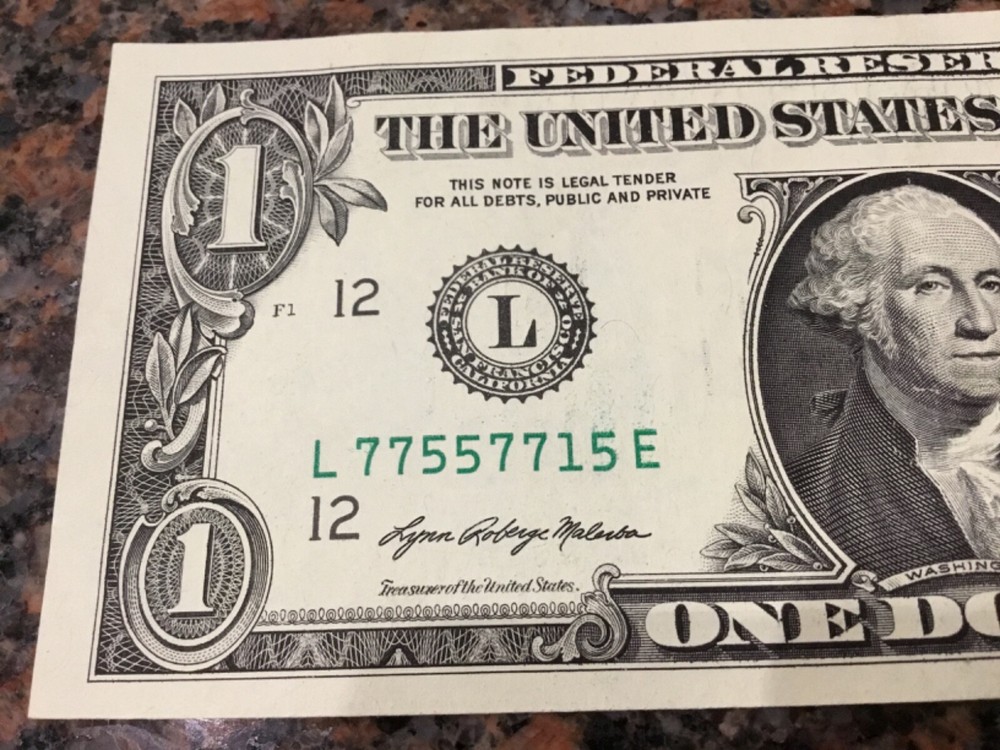 FANCY SERIAL NUMBER $1 DOLLAR BILL / TRIPLE PAIRS / TRINARY / 2021 FT WORTH MINT