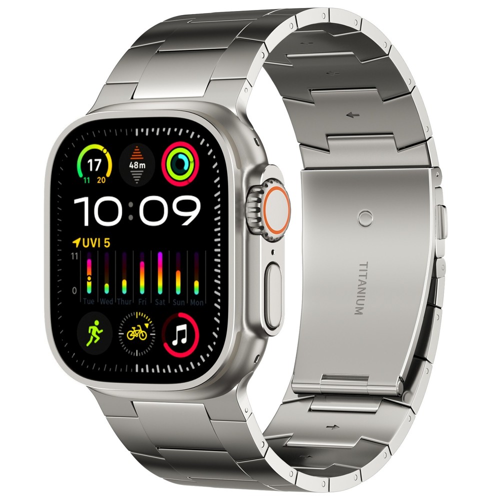 Full titanium band with titanium folding clasp and connector for Apple Watch