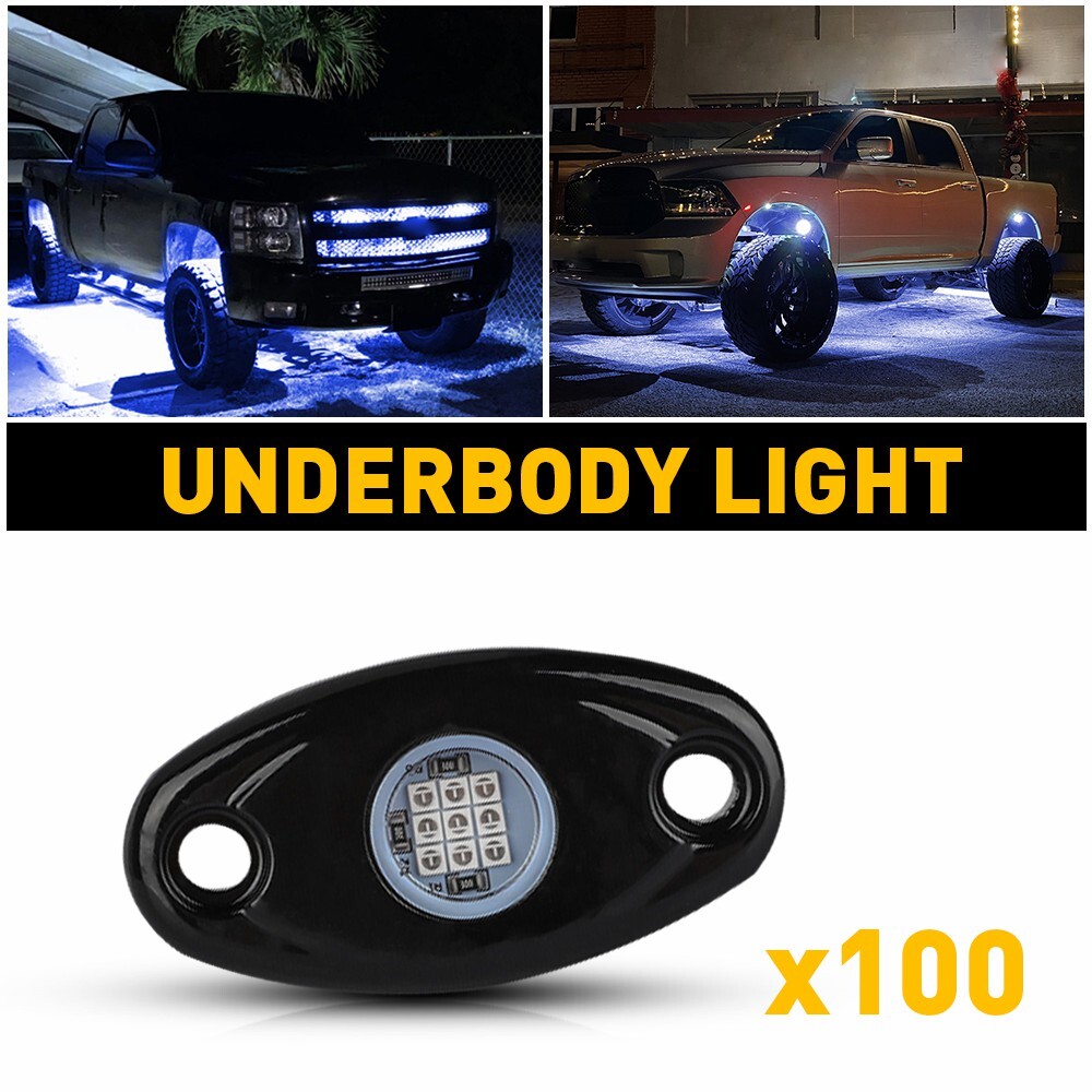100pc Blue LED Rock Lights For Jeep Off-Road Truck UTV ATV Underbody Wheel Light