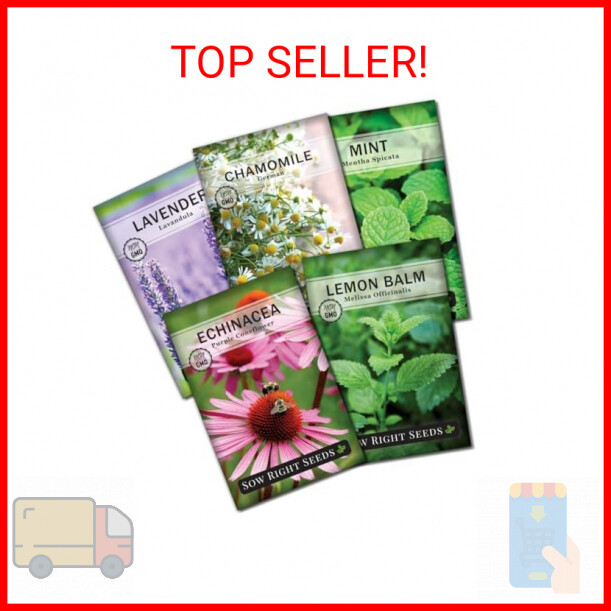Sow Right Seeds - Herbal Tea Collection - Lemon Balm, Chamomile, Mint, Lavender,