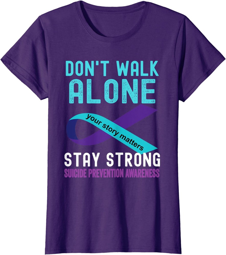 I Love Someone Teal-Purple Suicide Prevention Ladies' Crewneck T-Shirt