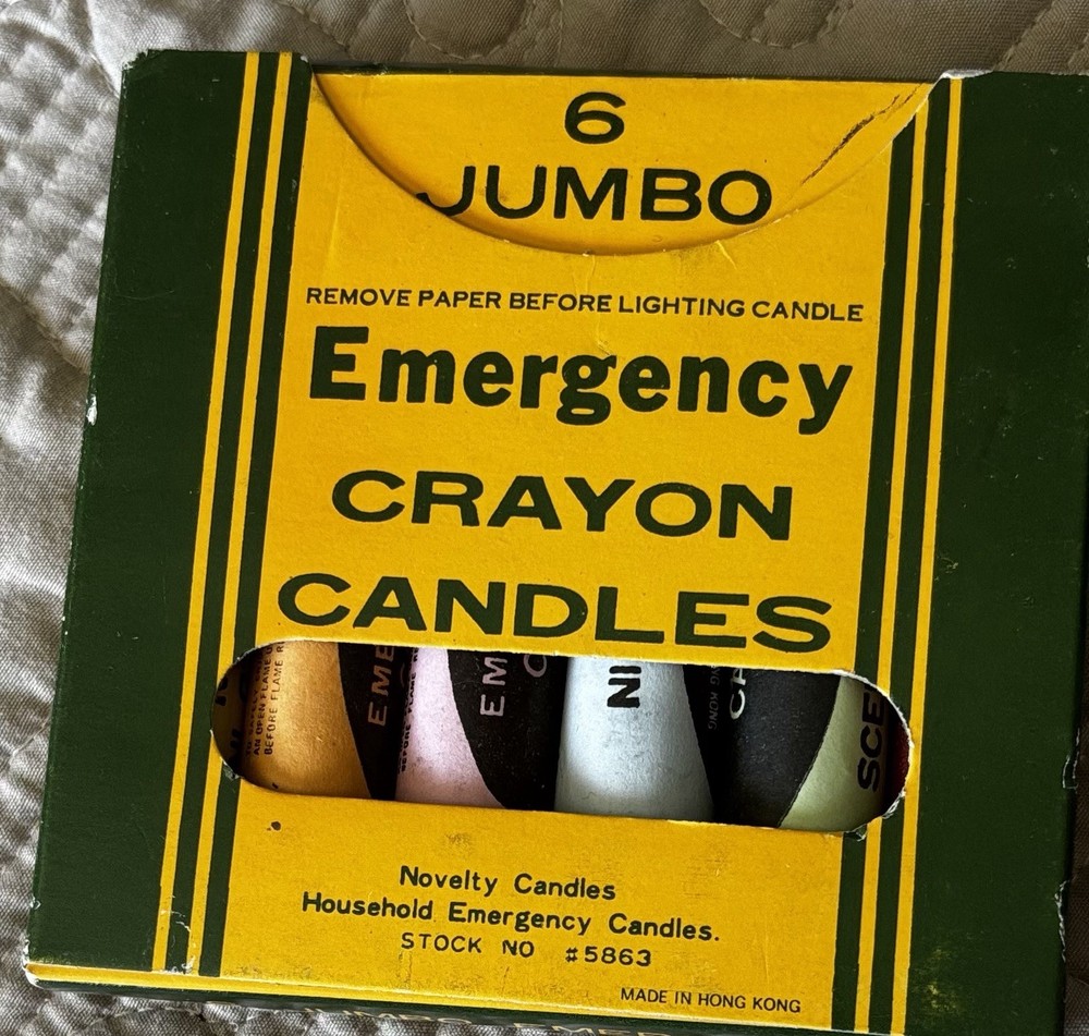 Jumbo crayon-shaped scented candles in vibrant colors for emergencies