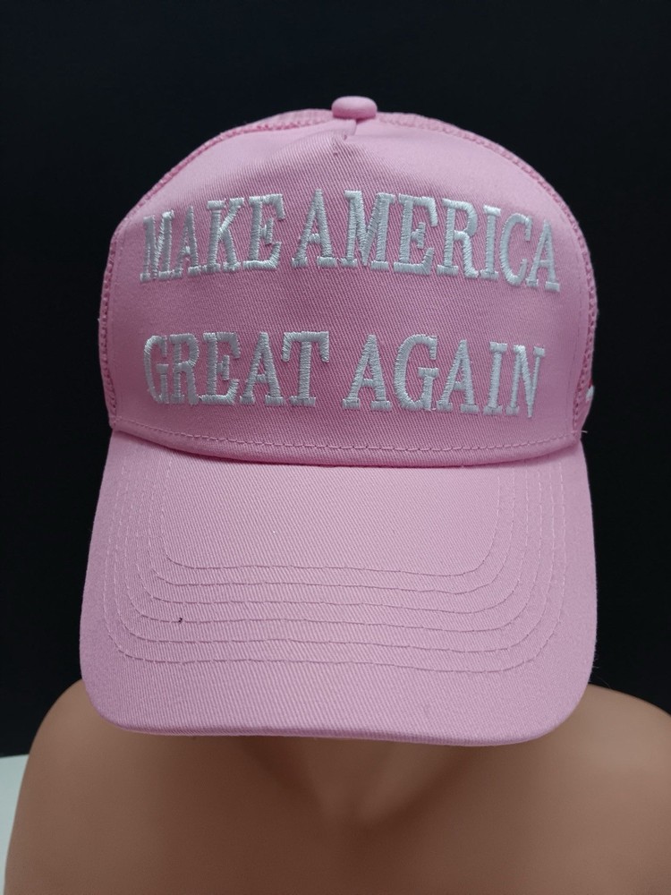 Donald Trump Maga Make America Great Again Pink/White Trucker Baseball Hat Cap