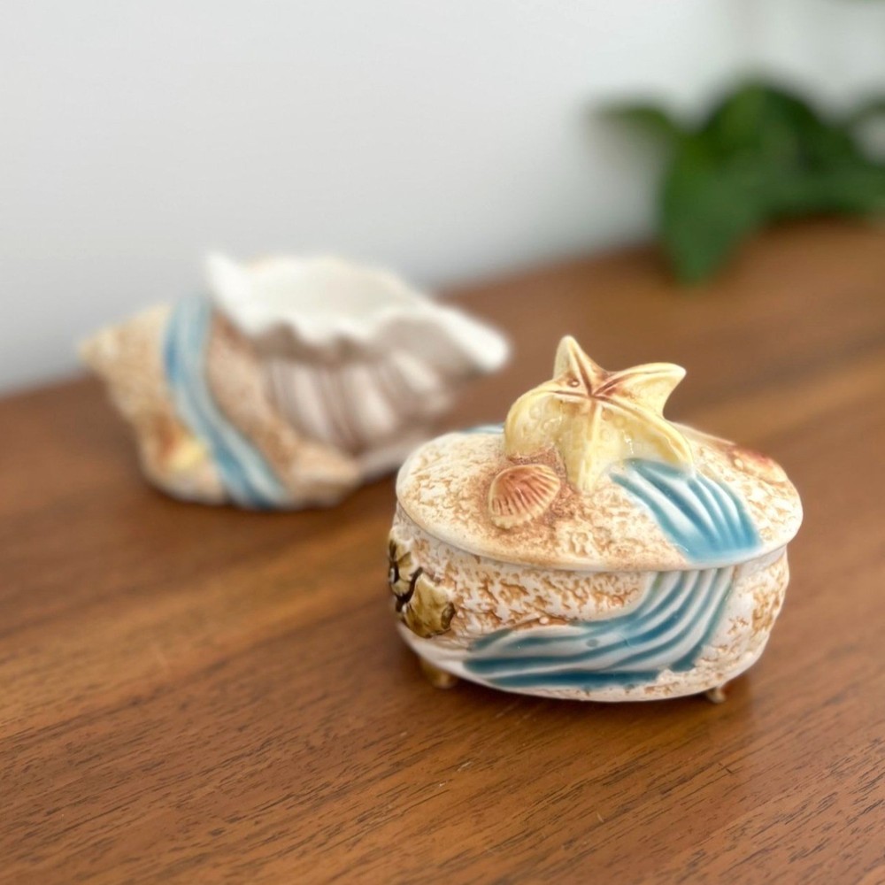 Beach-themed Votive and Lidded Trinket Box