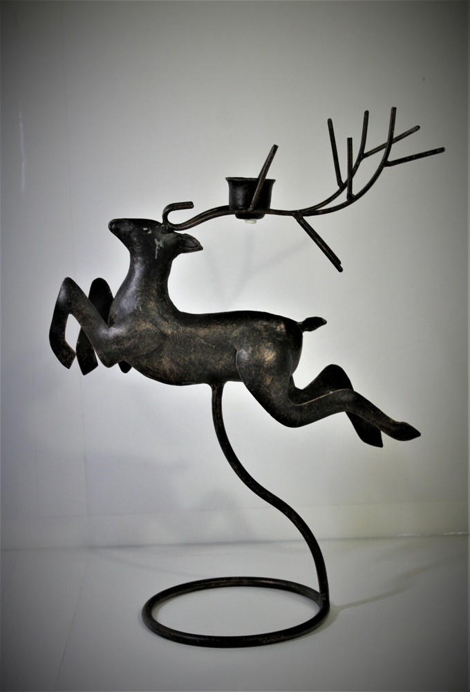 CHRISTMAS CANDLELIGHT METAL SCULPTURE DEER FIGURINE