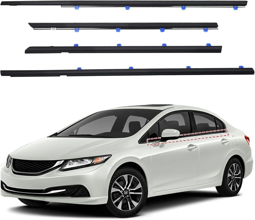 Car Window Weather Stripping Molding Trim Belt, for Honda Civic 2012-2015 4-Door
