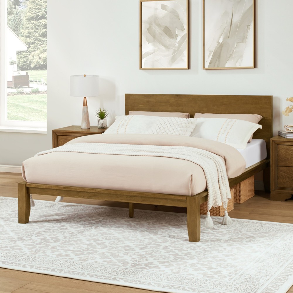 FLEXISPOT Solid Wood Japanese Joinery Platform Bed Frame With Usb Charging Port