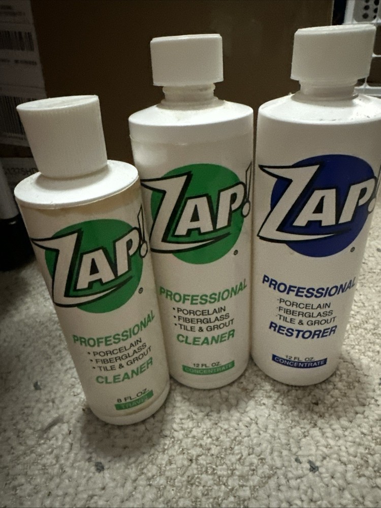 Zap Professional Restorer Cleaner 12oz & 8oz for Porcelain Fiberglass Tile Grout