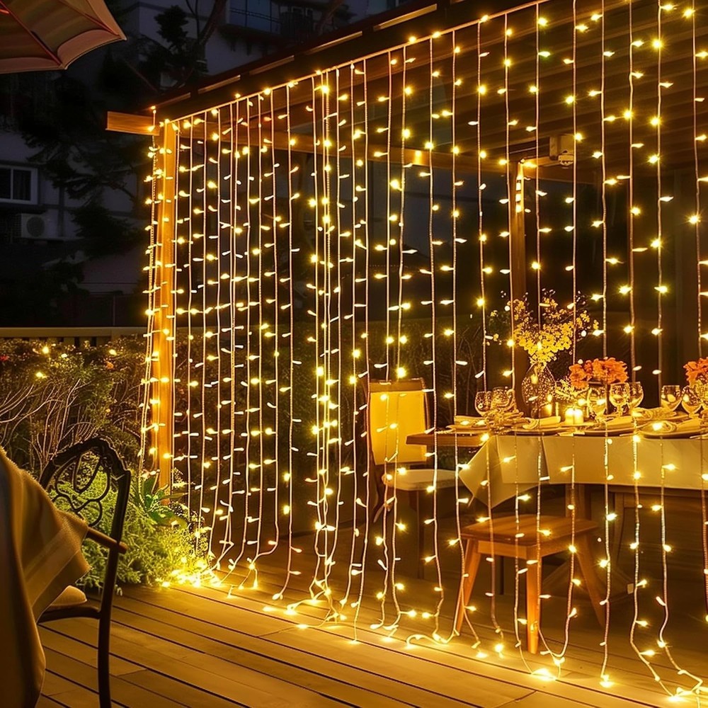 Dazzle Bright 300 LED Curtain Lights Plug Fairy Curtain Lights Bedroom