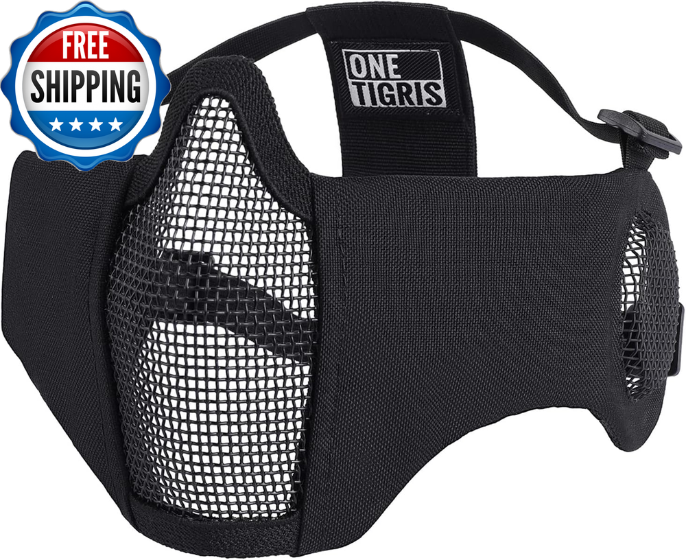 6-inch Foldable Half Face Airsoft Mesh Mask with Ear Protection for Tactical Use