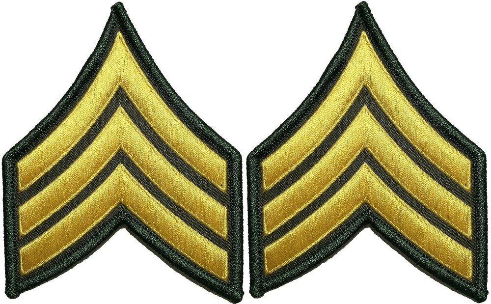 Set of 2 U.S. Army Sergeant E-5 Chevron Stripes for Uniform Sew or Iron On