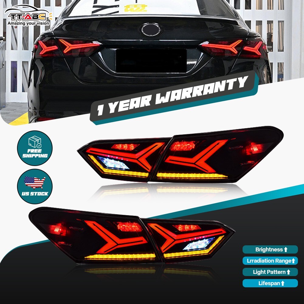 4PC Smoke LED Tail Lights For Toyota Camry 2018-2024 Rear Lamp Assembly Start-up