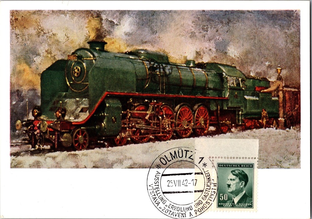 1942 Germany Bohemia Moravia BM  Olomouc Picture Postcard Cover PPC Locomotive