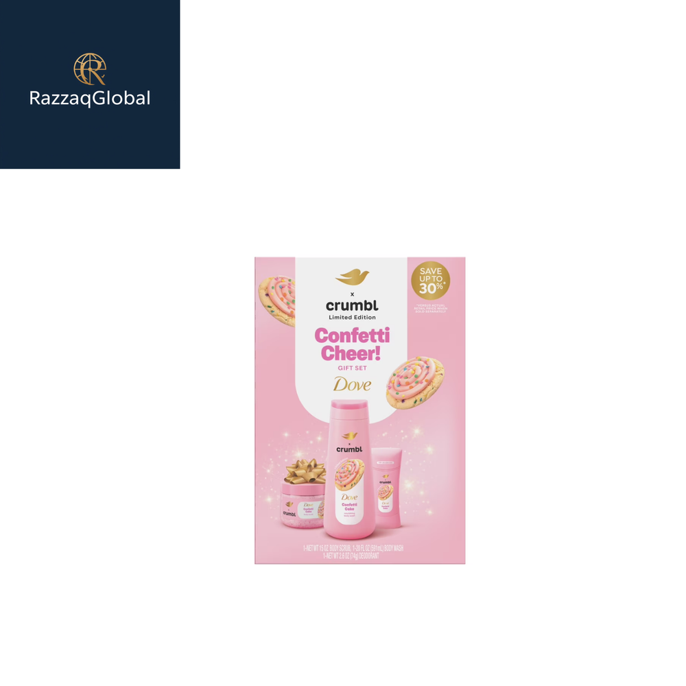 Dove Crumbl Limited Edition Confetti Cake Body Care Gift Set, 3 Count