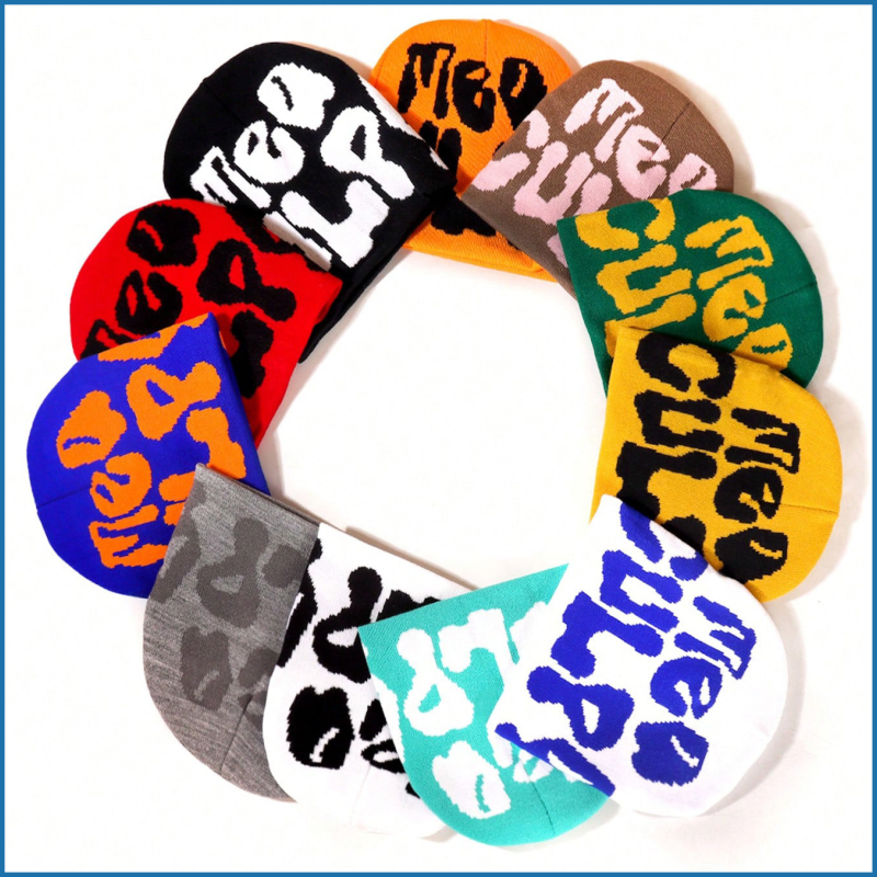 Mea Culpa Letter Knitted Beanie Hat Hip Hop Pub Skull Cap Winter Hat Knitwear