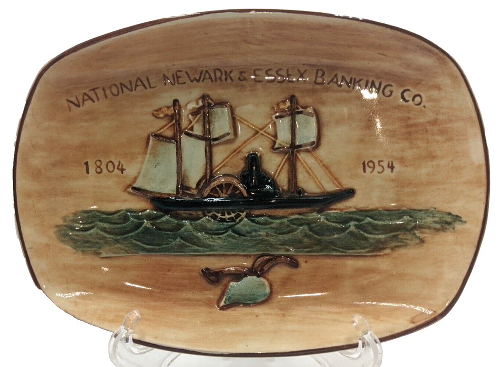 Placa de pared de barco de cerámica Pennsbury National Newark & Essex Banking Co 1904-1954