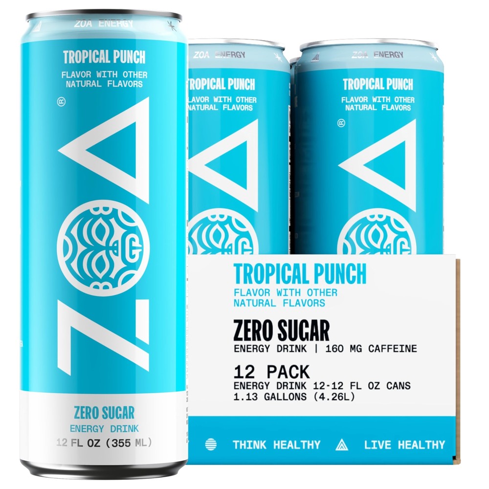Zero Sugar Energy Drinks, Tropical Punch - Sugar Free with Electrolytes, Heal...