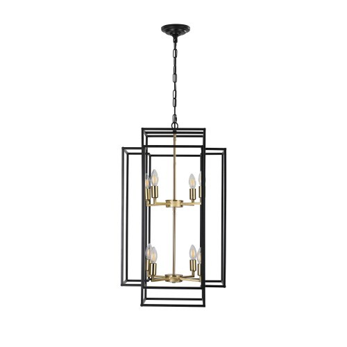 8-Lights Black Lantern Tiered Pendant Light Fixtures