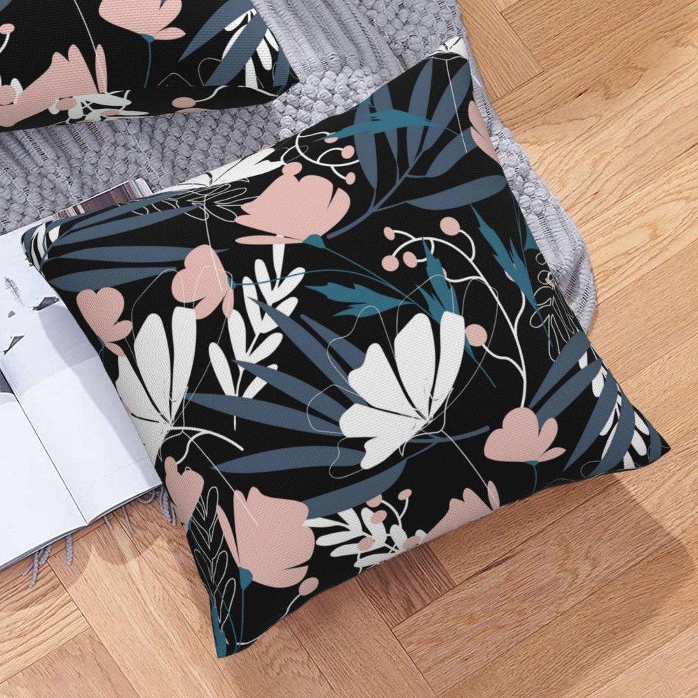 Grey pink small flower element printed pillowcase with double-sided printing-image