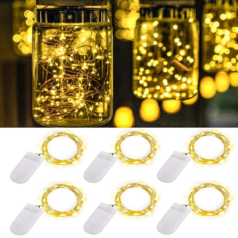 Fairy Lights Battery Operated, 6-Pack Mini String Lights, 20 LED 7ft Twinkle ...