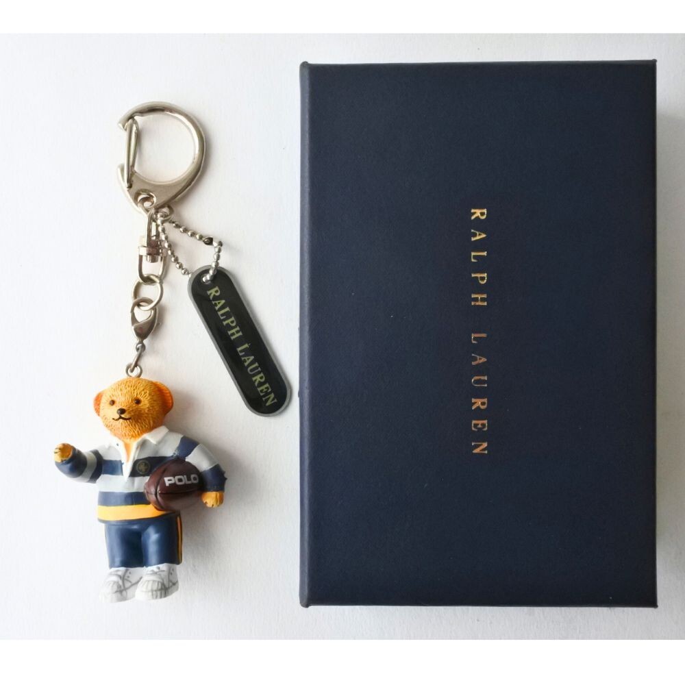 Ralph Lauren Polo Bear Rugby mascot figure Keychain Charm Strap Key Ring W/Box