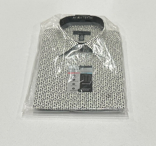 Alfani Men's Regular Fit Dress Shirt, White Mint Size M/ 15-15.5 (34-35)