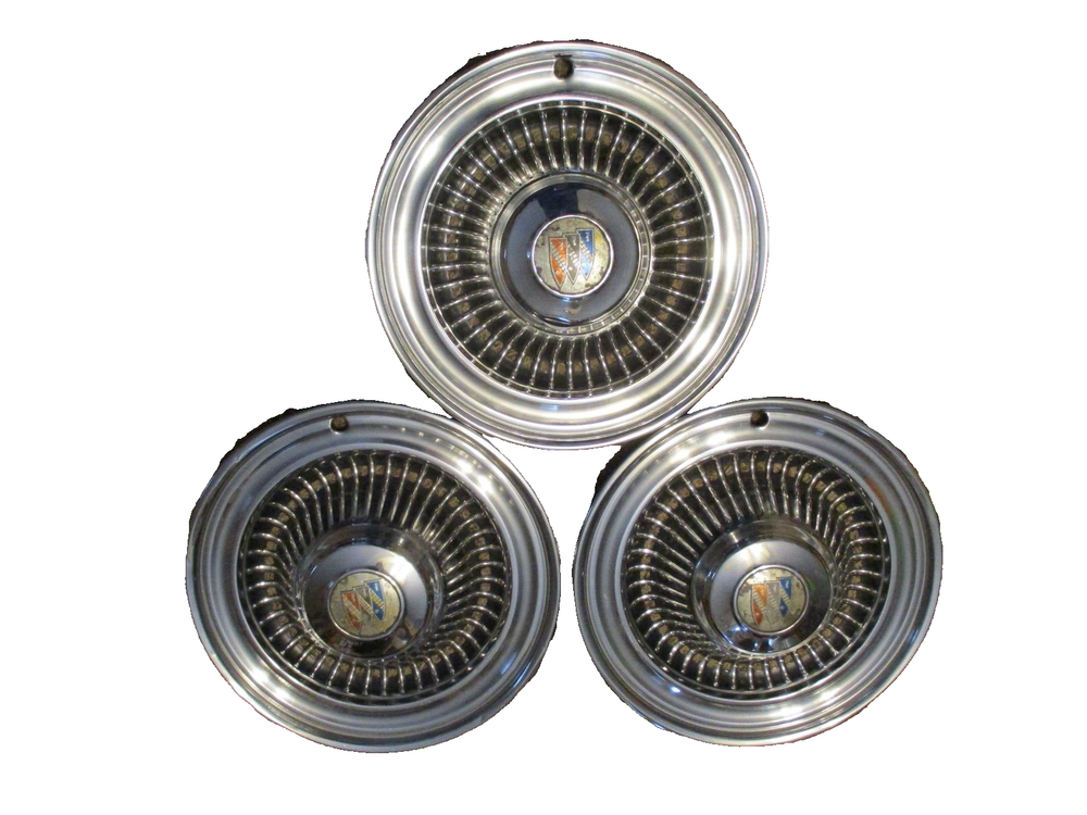 Vintage 60s 70s Buick Chrome Hubcaps Set of 3 Wheel Covers