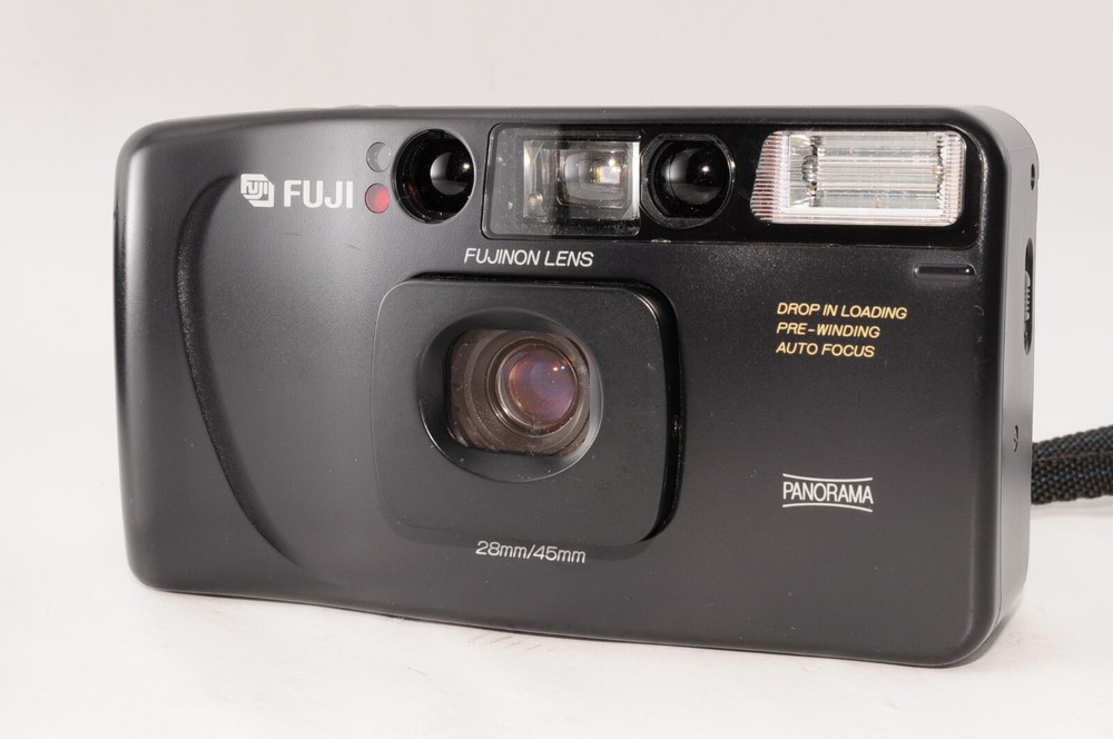 Fuji Cardia Travel Mini Dual-P 35mm Film Camera Black with Strap Japan