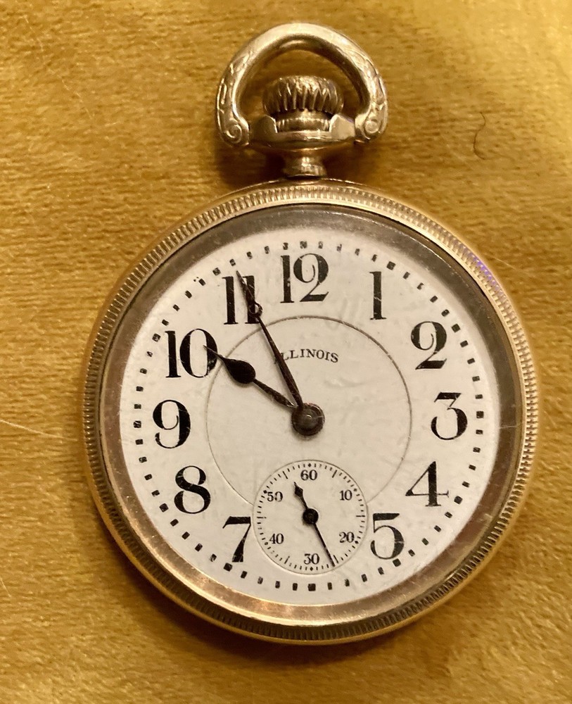 1929 Illinois 10k Gold Filled 17-Jewel Open Face Pocket Watch Grade 305